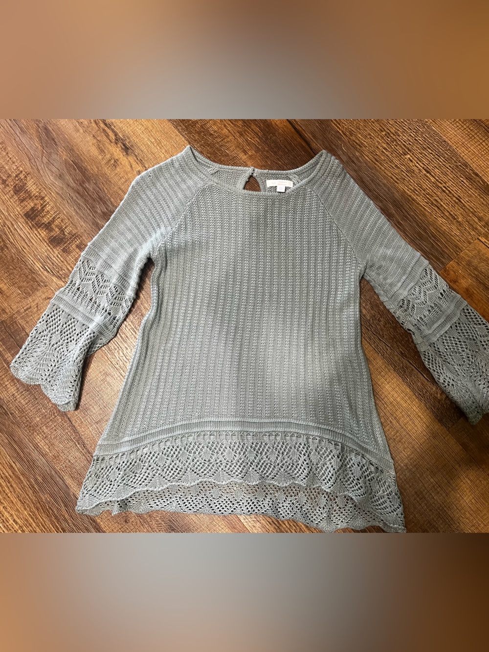 Boho Knit Top in light sage/blue